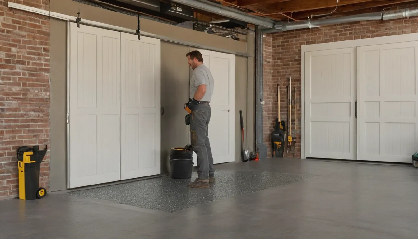 Polyaspartic floor coating being applied in a garage in Mesquite